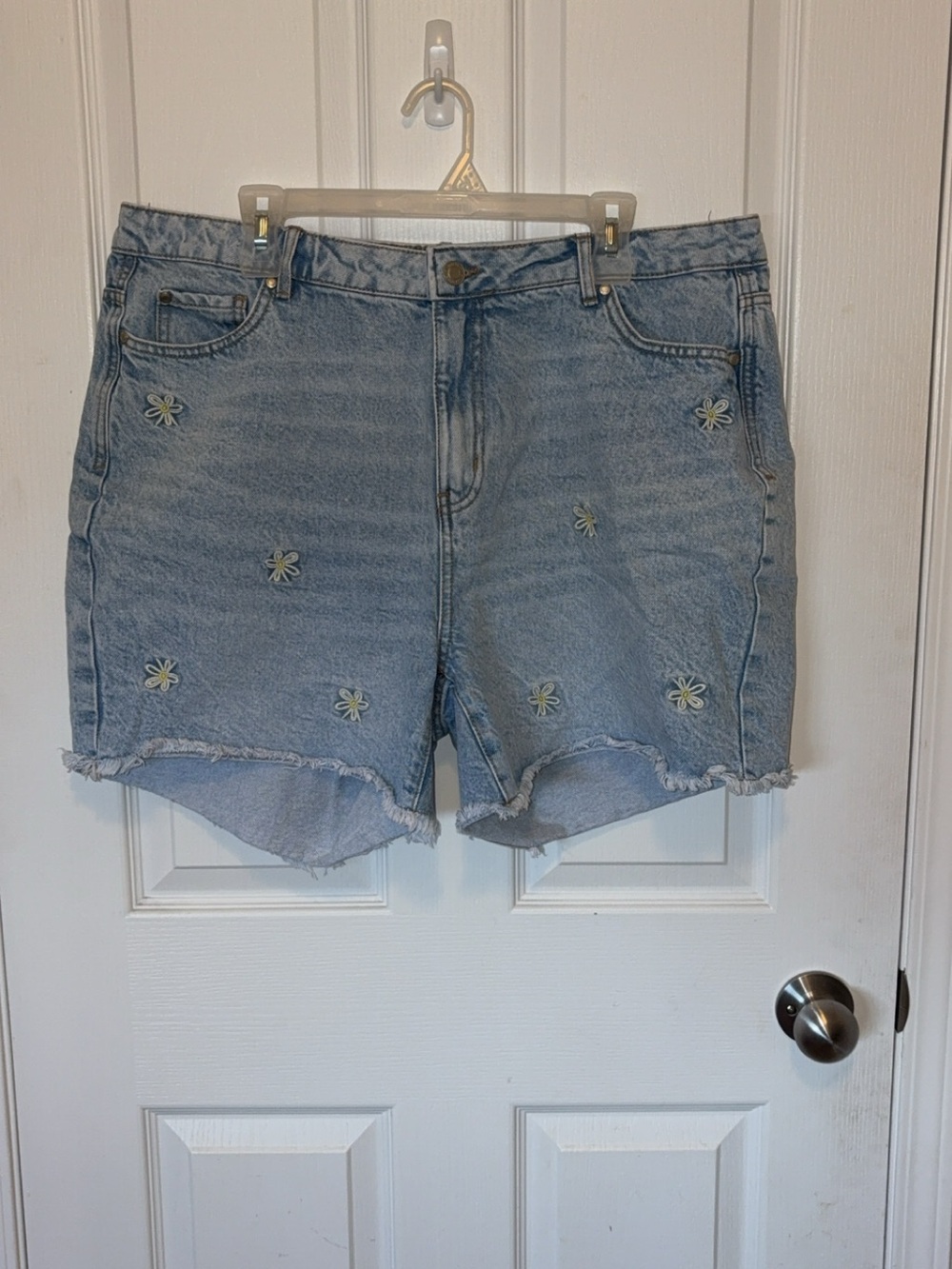 Daisy Embroidered Denim Shorts